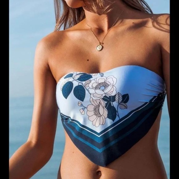 NWT Seafolly X Revolve Powder Blue Splendour Scarf Bandeau - Picture 1 of 11